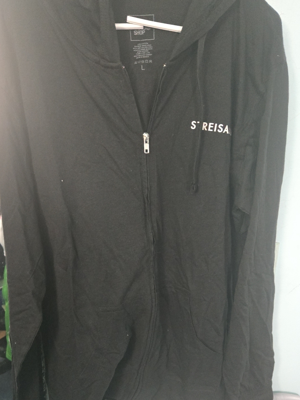 SHOP Black Zip-Up Hoodie with S'Reisai Accent